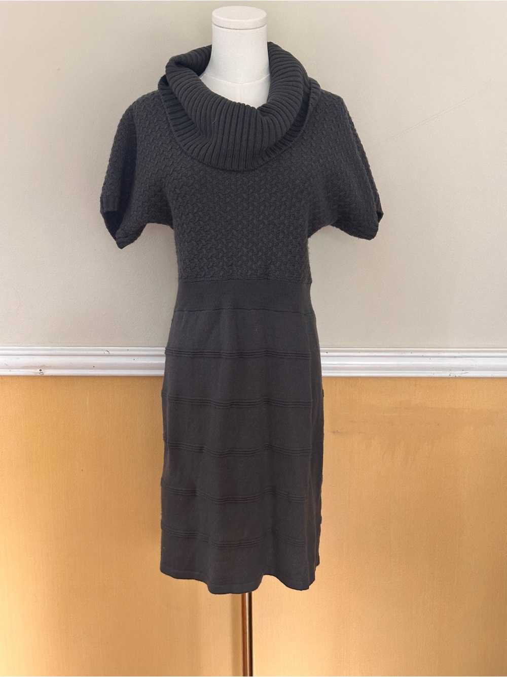The Limited Charcoal Ribbed Knit Sweater Dress